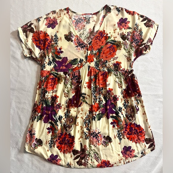 Andree by Unit Floral V-Neck Women's Tunic Dress Women’s Size 1X - Picture 1 of 16